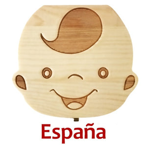 Baby Wood Tooth Box Organizer Milk Teeth Storage Language Spain English Collect Teeth Umbilica Save Gifts Baby Tooth Box