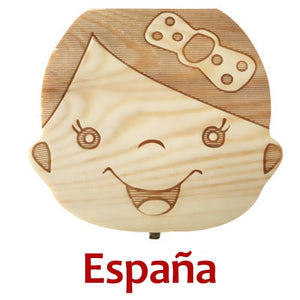 Baby Wood Tooth Box Organizer Milk Teeth Storage Language Spain English Collect Teeth Umbilica Save Gifts Baby Tooth Box