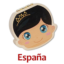 Load image into Gallery viewer, Baby Wood Tooth Box Organizer Milk Teeth Storage Language Spain English Collect Teeth Umbilica Save Gifts Baby Tooth Box
