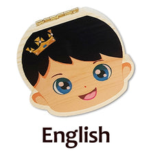 Load image into Gallery viewer, Baby Wood Tooth Box Organizer Milk Teeth Storage Language Spain English Collect Teeth Umbilica Save Gifts Baby Tooth Box
