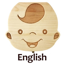 Load image into Gallery viewer, Baby Wood Tooth Box Organizer Milk Teeth Storage Language Spain English Collect Teeth Umbilica Save Gifts Baby Tooth Box
